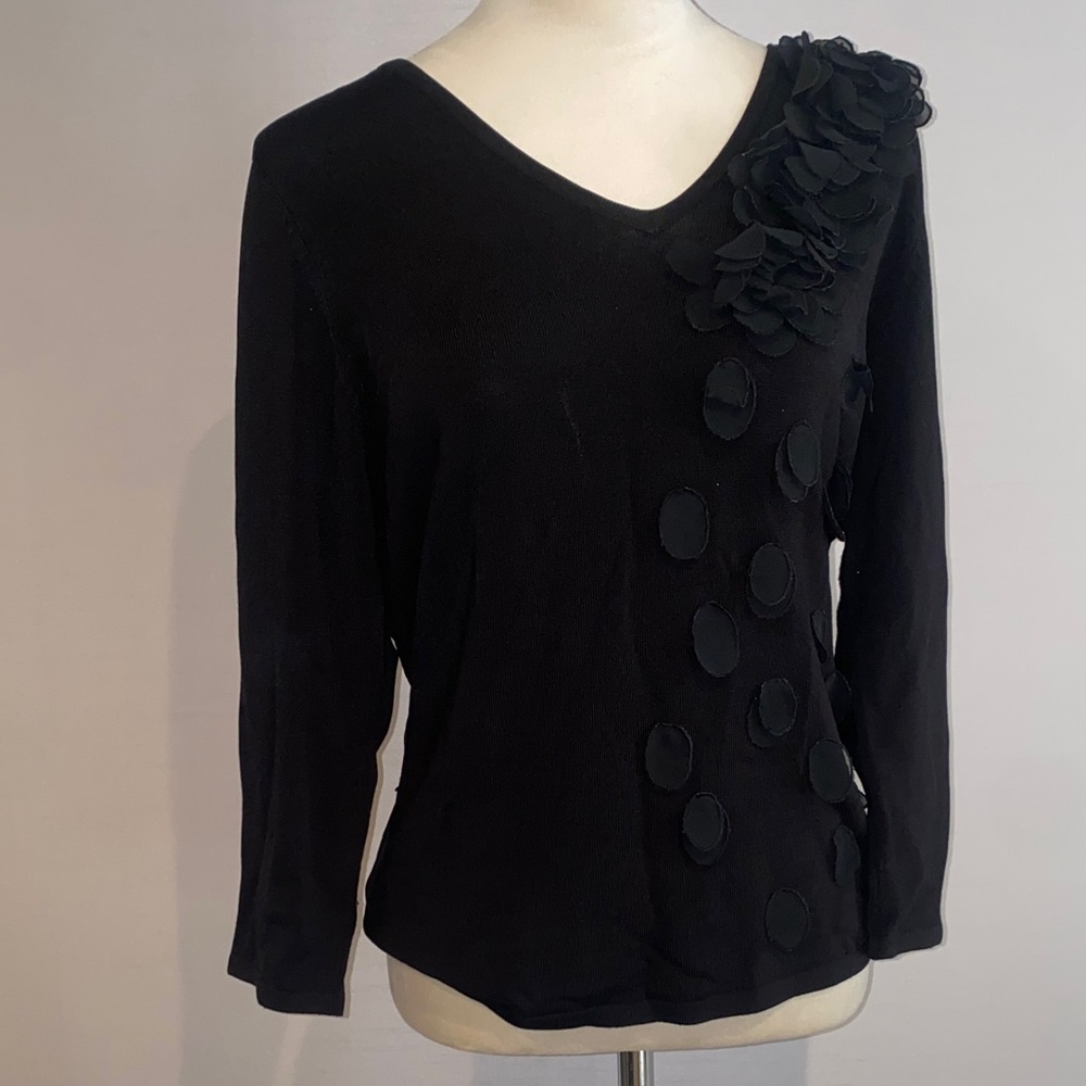 Elegant Black Women's Blouse with Floral Details